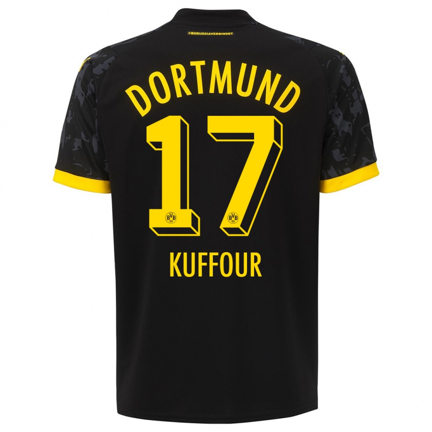 Kinder Lloyd-Addo Kuffour #17 Schwarz Auswärtstrikot Trikot 2023/24 T-Shirt Österreich