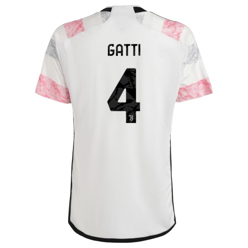 Kinder Federico Gatti #4 Weiß Rosa Auswärtstrikot Trikot 2023/24 T-Shirt Österreich