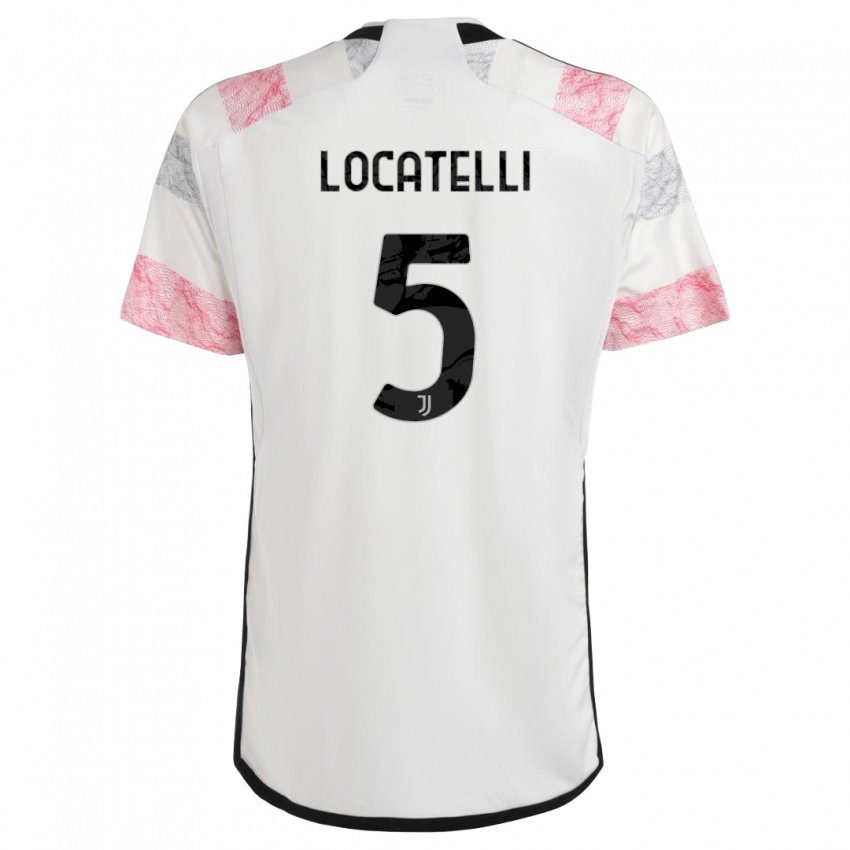 Kinder Manuel Locatelli #5 Weiß Rosa Auswärtstrikot Trikot 2023/24 T-Shirt Österreich