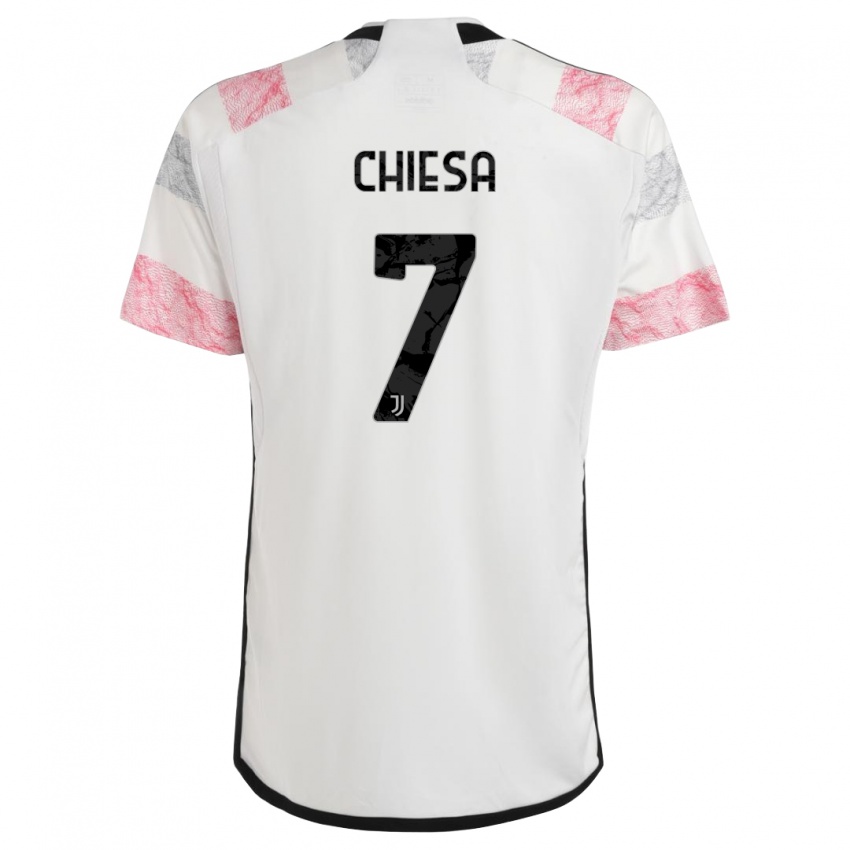 Kinder Federico Chiesa #7 Weiß Rosa Auswärtstrikot Trikot 2023/24 T-Shirt Österreich