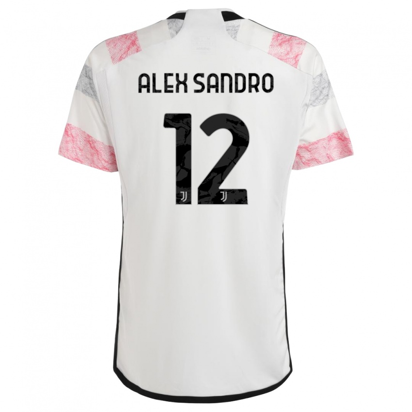 Kinder Alex Sandro #12 Weiß Rosa Auswärtstrikot Trikot 2023/24 T-Shirt Österreich