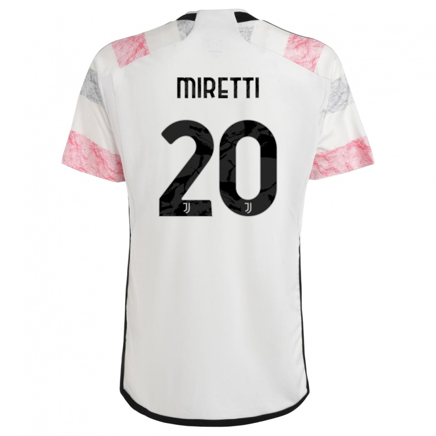 Kinder Fabio Miretti #20 Weiß Rosa Auswärtstrikot Trikot 2023/24 T-Shirt Österreich