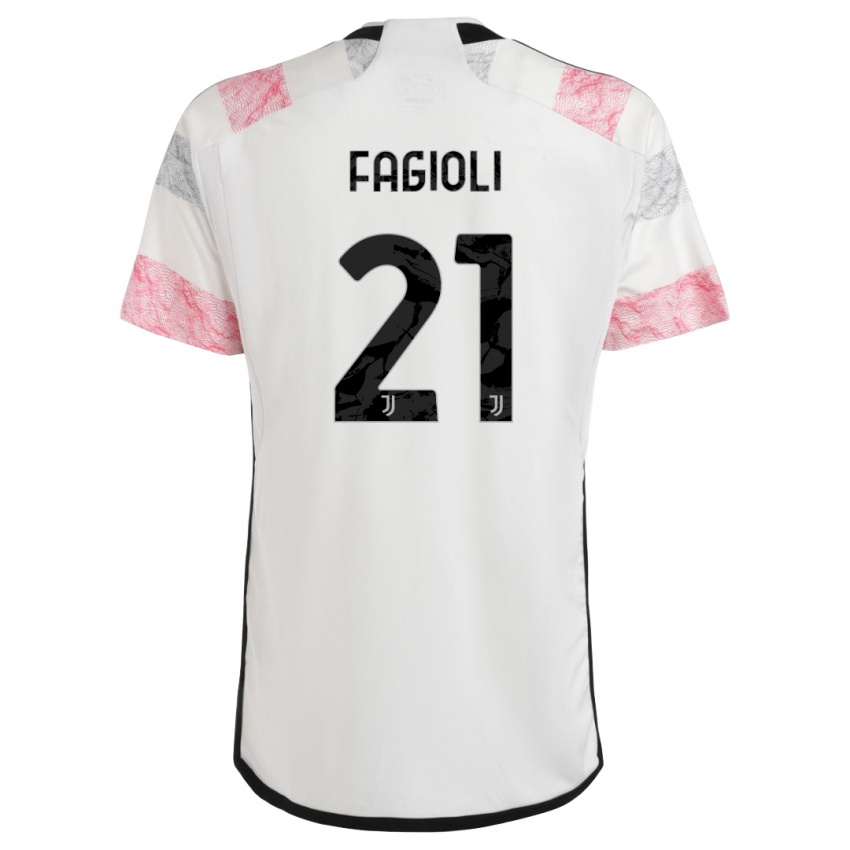 Kinder Nicolo Fagioli #21 Weiß Rosa Auswärtstrikot Trikot 2023/24 T-Shirt Österreich