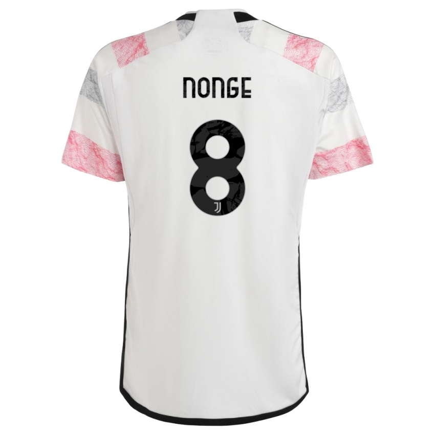 Kinder Joseph Nonge #8 Weiß Rosa Auswärtstrikot Trikot 2023/24 T-Shirt Österreich