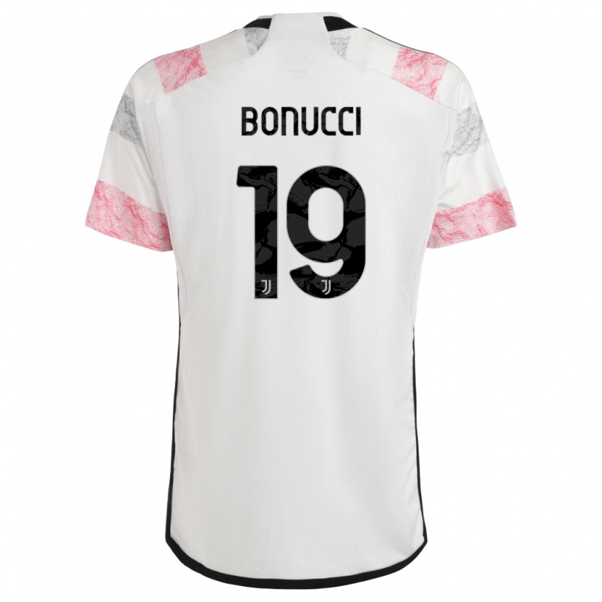 Kinder Leonardo Bonucci #19 Weiß Rosa Auswärtstrikot Trikot 2023/24 T-Shirt Österreich