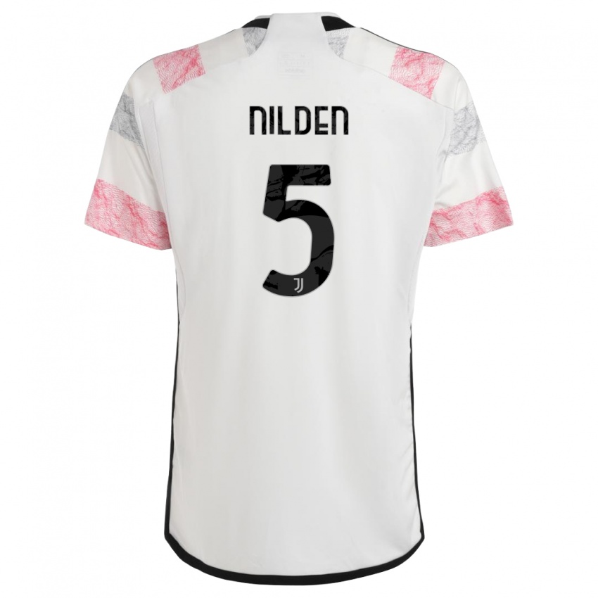 Kinder Amanda Nilden #5 Weiß Rosa Auswärtstrikot Trikot 2023/24 T-Shirt Österreich