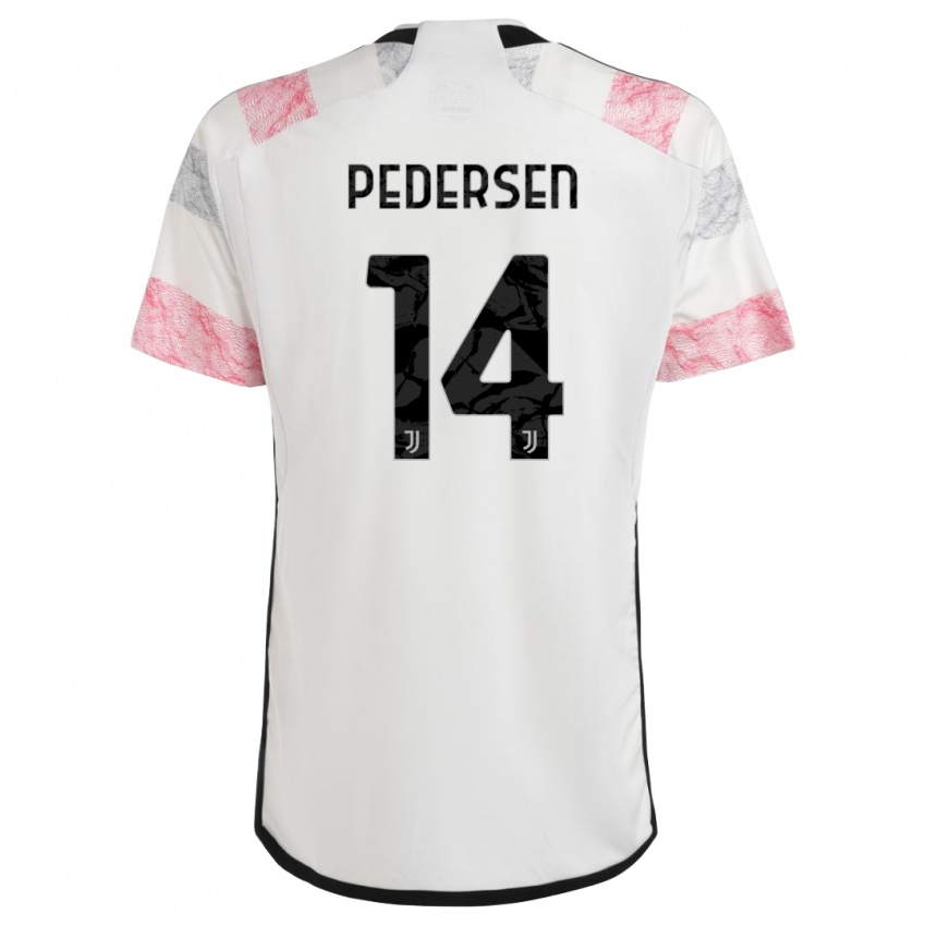 Kinder Sofie Junge Pedersen #14 Weiß Rosa Auswärtstrikot Trikot 2023/24 T-Shirt Österreich