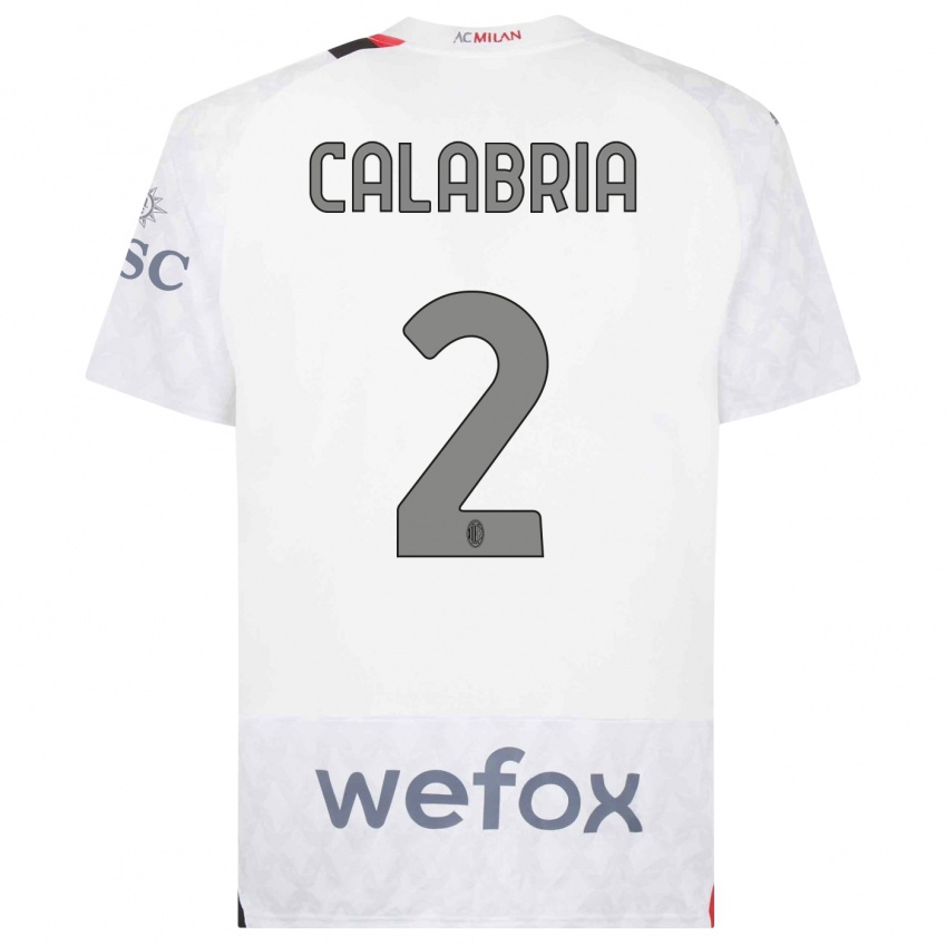 Kinder Davide Calabria #2 Weiß Auswärtstrikot Trikot 2023/24 T-Shirt Österreich