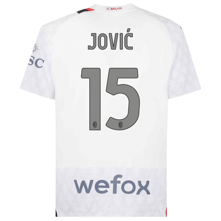 Kinder Luka Jovic #15 Weiß Auswärtstrikot Trikot 2023/24 T-Shirt Österreich