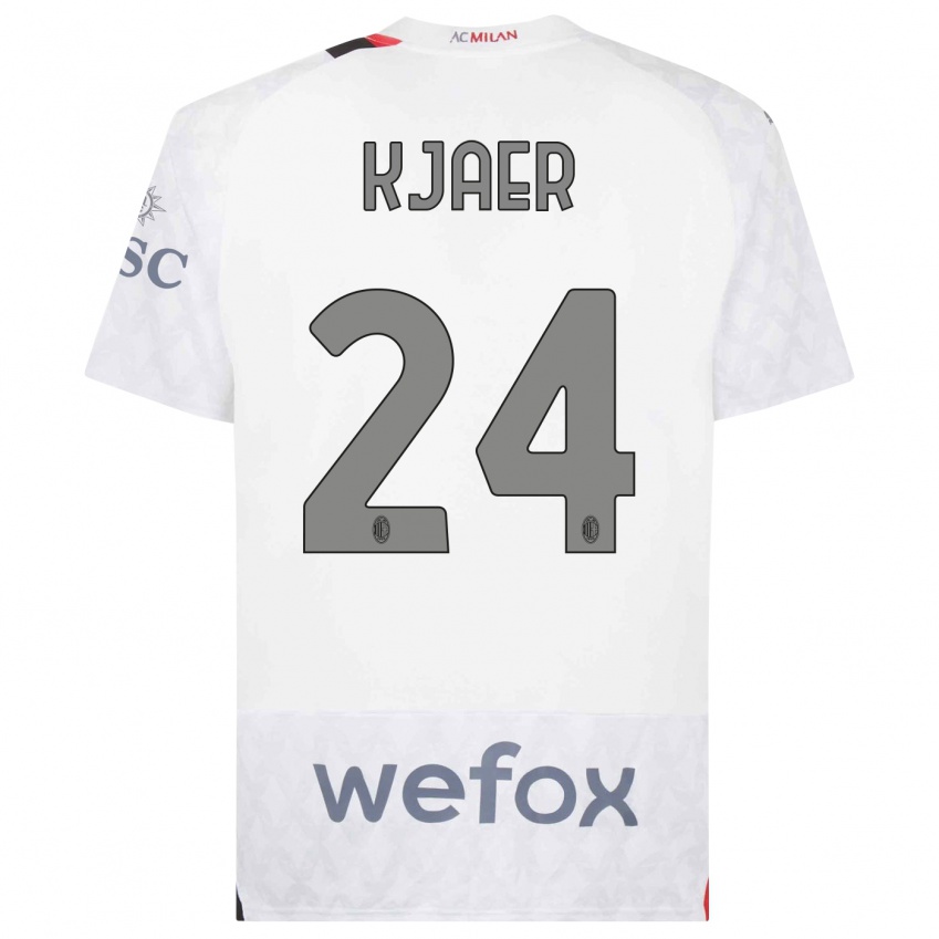 Kinder Simon Kjaer #24 Weiß Auswärtstrikot Trikot 2023/24 T-Shirt Österreich