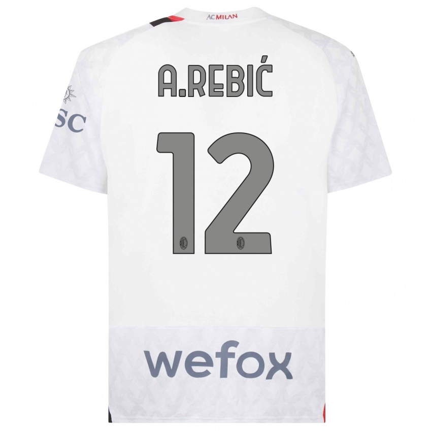 Kinder Ante Rebic #12 Weiß Auswärtstrikot Trikot 2023/24 T-Shirt Österreich