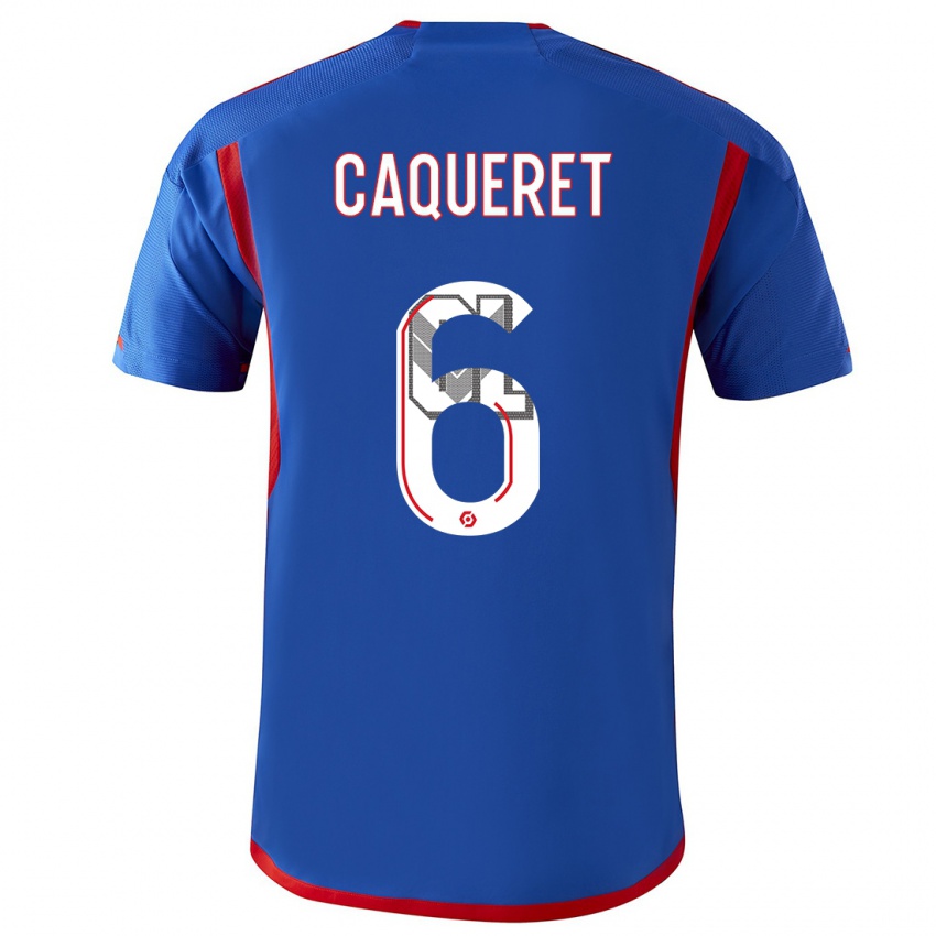 Kinder Maxence Caqueret #6 Blau Rot Auswärtstrikot Trikot 2023/24 T-Shirt Österreich