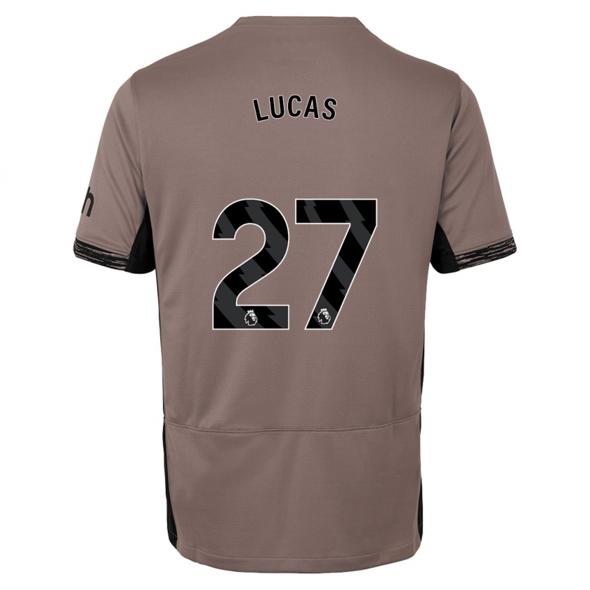 Kinder Lucas Moura #27 Dunkelbeige Ausweichtrikot Trikot 2023/24 T-Shirt Österreich