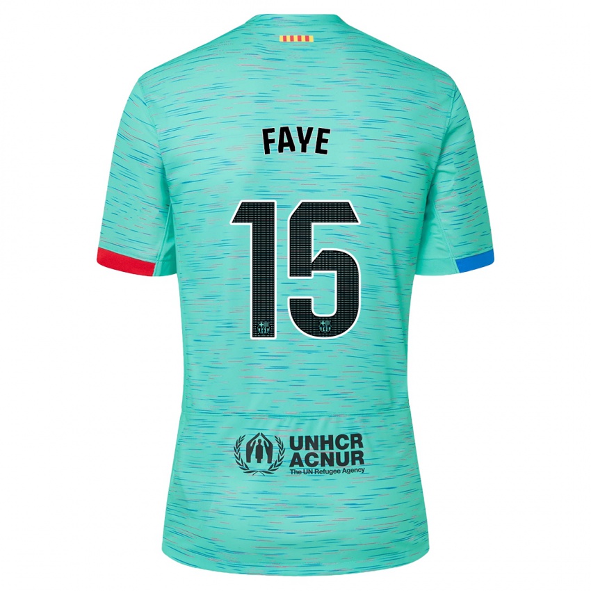 Kinder Mikayil Faye #15 Helles Aqua Ausweichtrikot Trikot 2023/24 T-Shirt Österreich