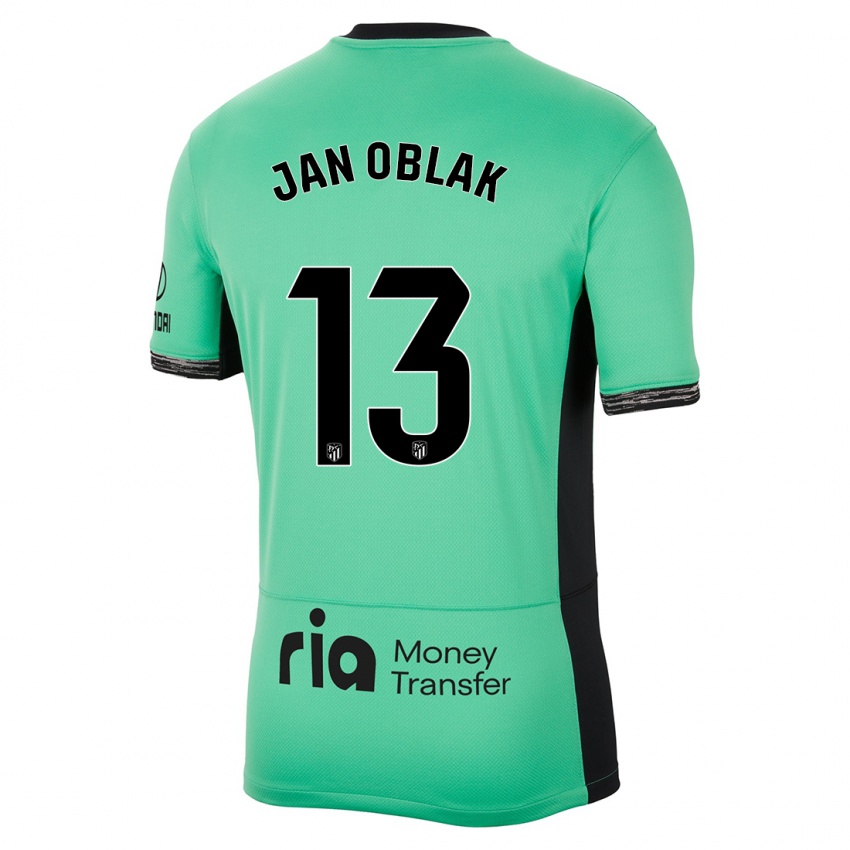 Kinder Jan Oblak #13 Frühlingsgrün Ausweichtrikot Trikot 2023/24 T-Shirt Österreich