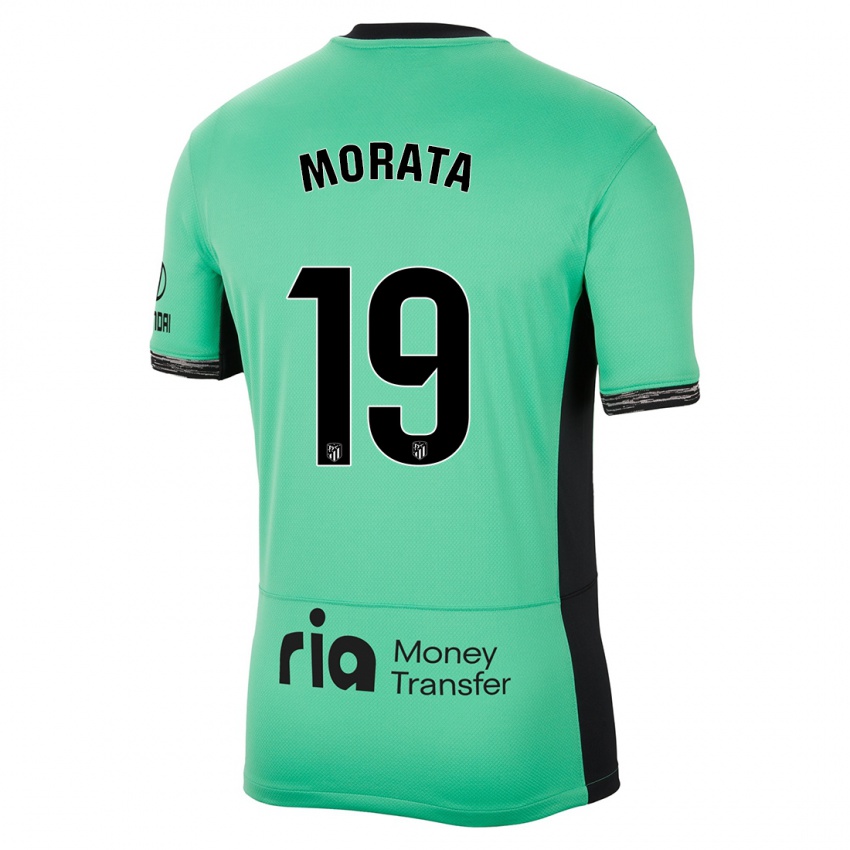 Kinder Alvaro Morata #19 Frühlingsgrün Ausweichtrikot Trikot 2023/24 T-Shirt Österreich