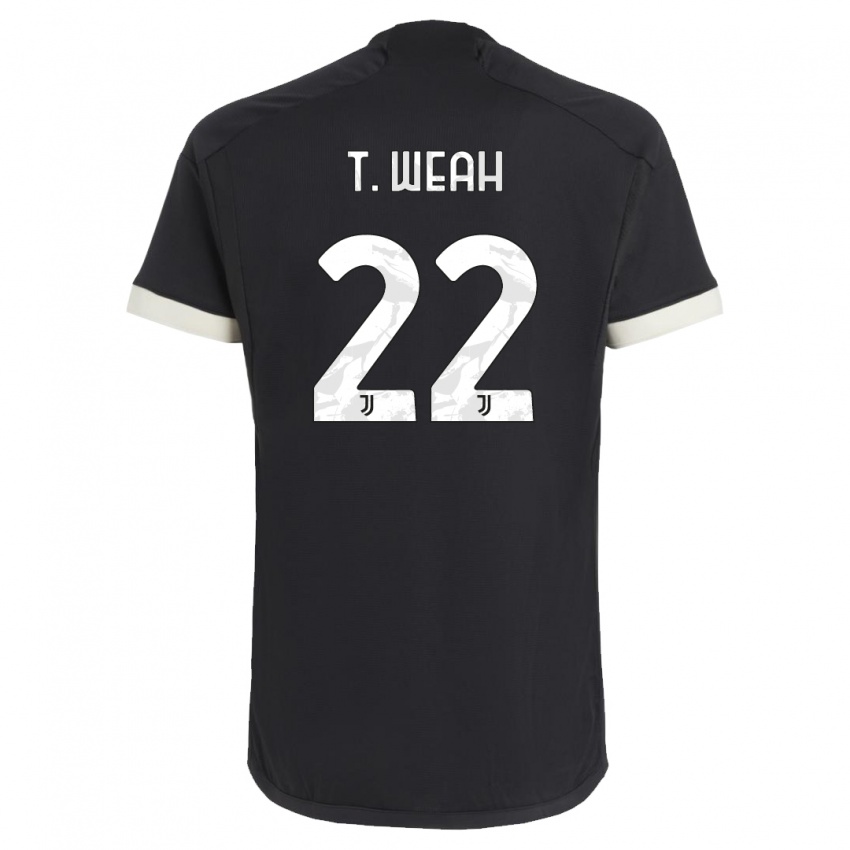 Kinder Timothy Weah #22 Schwarz Ausweichtrikot Trikot 2023/24 T-Shirt Österreich