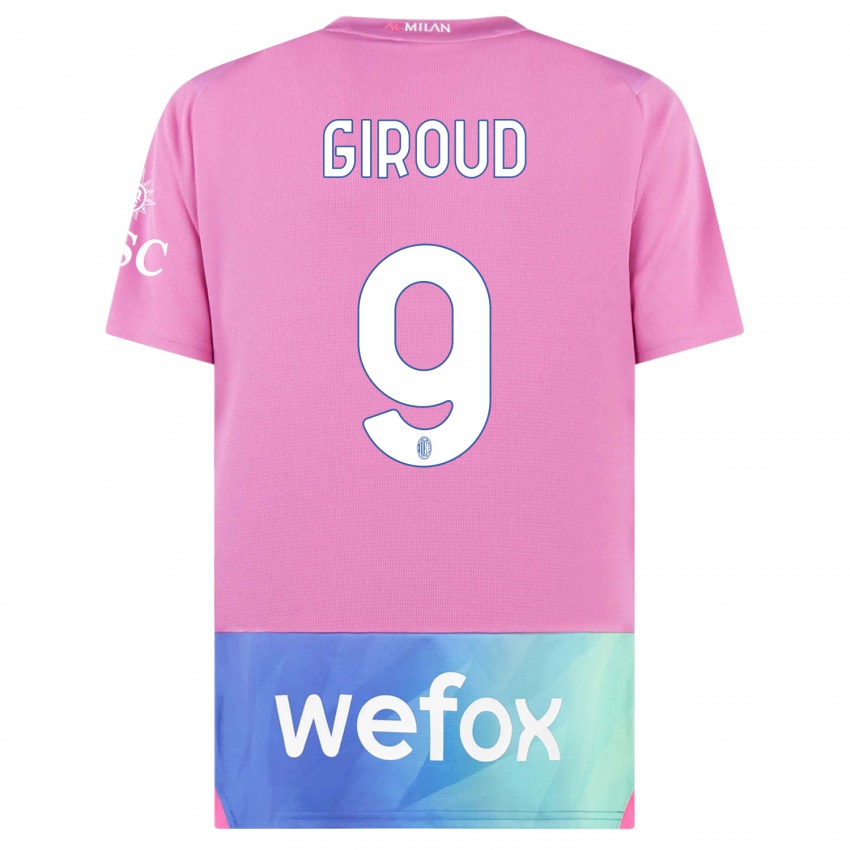 Kinder Olivier Giroud #9 Pink Lila Ausweichtrikot Trikot 2023/24 T-Shirt Österreich