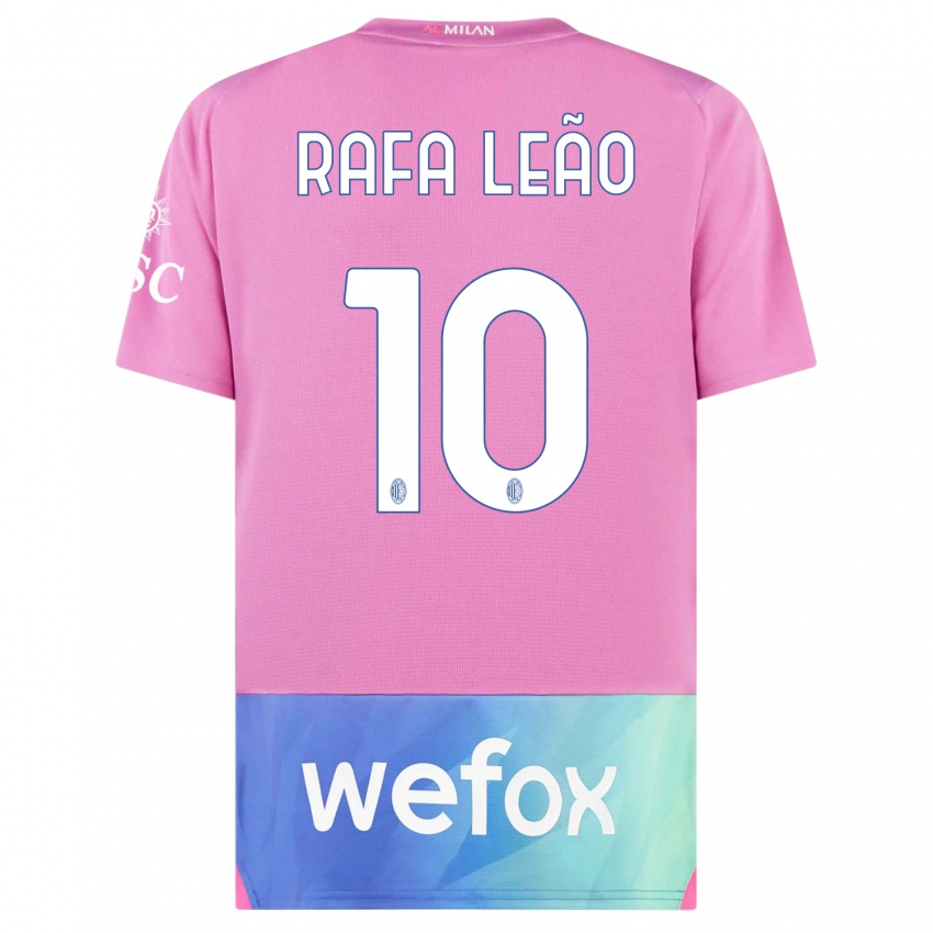 Kinder Rafael Leao #10 Pink Lila Ausweichtrikot Trikot 2023/24 T-Shirt Österreich