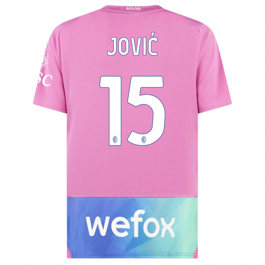 Kinder Luka Jovic #15 Pink Lila Ausweichtrikot Trikot 2023/24 T-Shirt Österreich