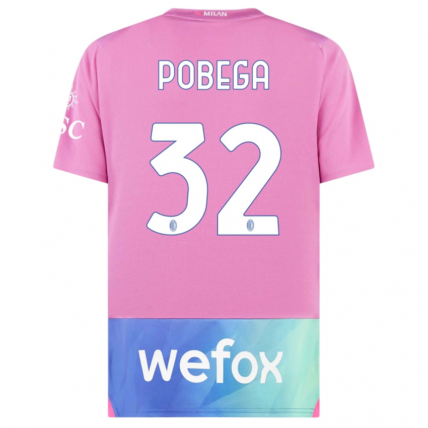 Kinder Tommaso Pobega #32 Pink Lila Ausweichtrikot Trikot 2023/24 T-Shirt Österreich