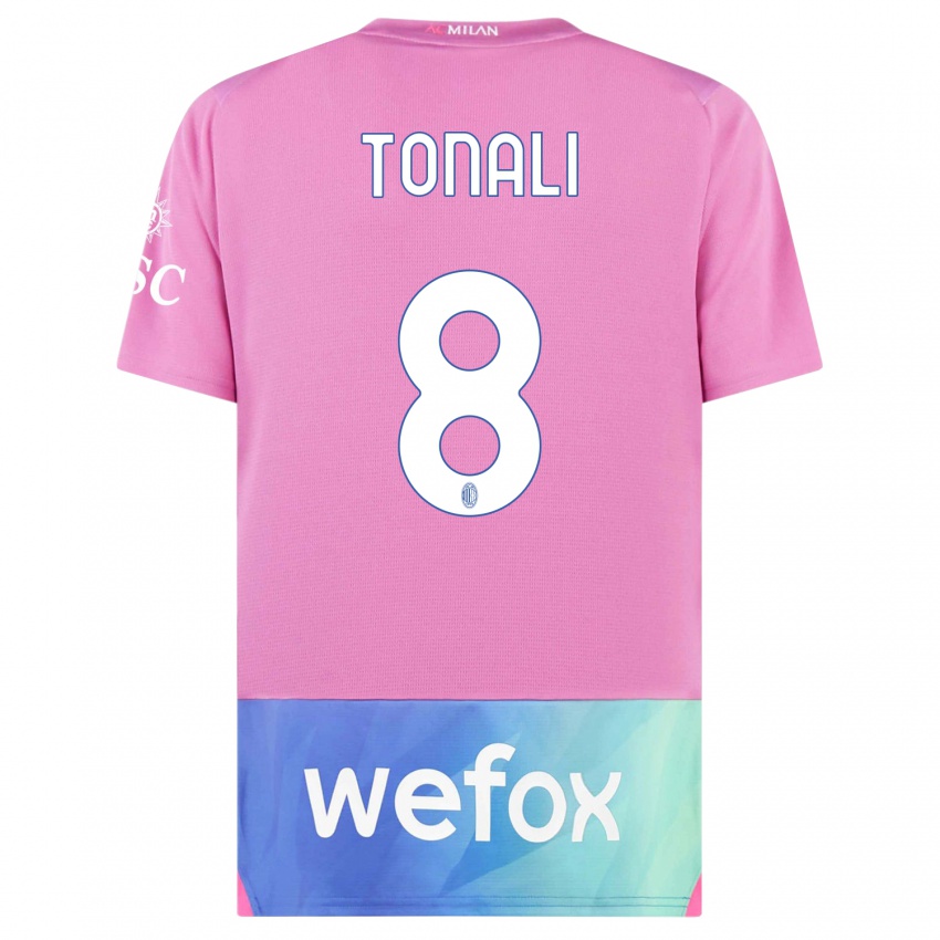 Kinder Sandro Tonali #8 Pink Lila Ausweichtrikot Trikot 2023/24 T-Shirt Österreich