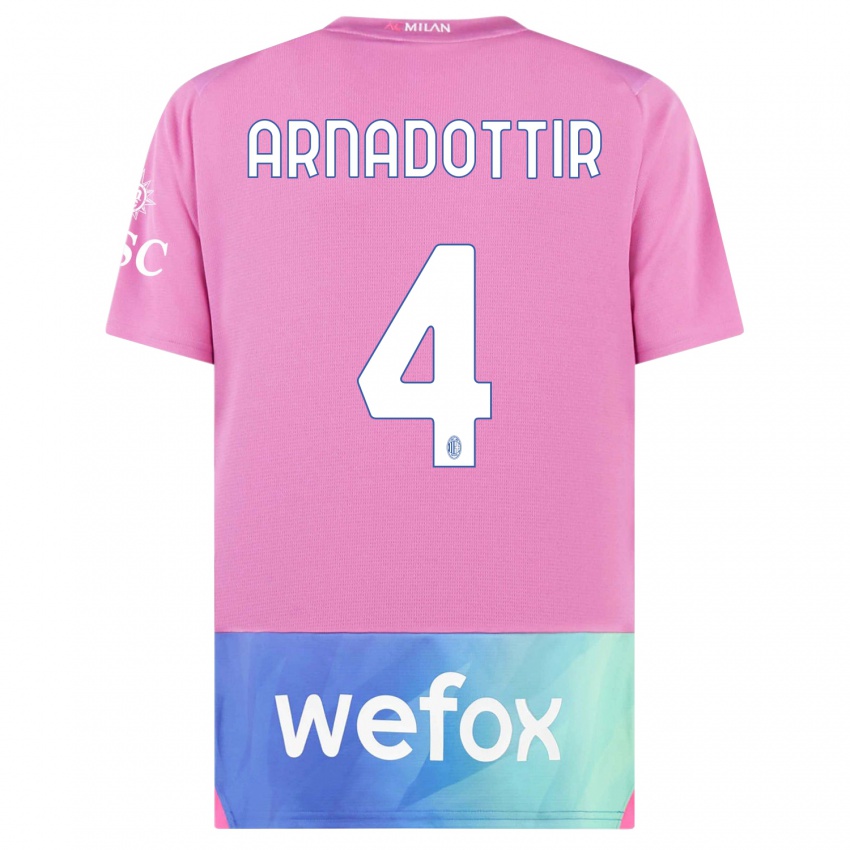 Kinder Guony Arnadottir #4 Pink Lila Ausweichtrikot Trikot 2023/24 T-Shirt Österreich