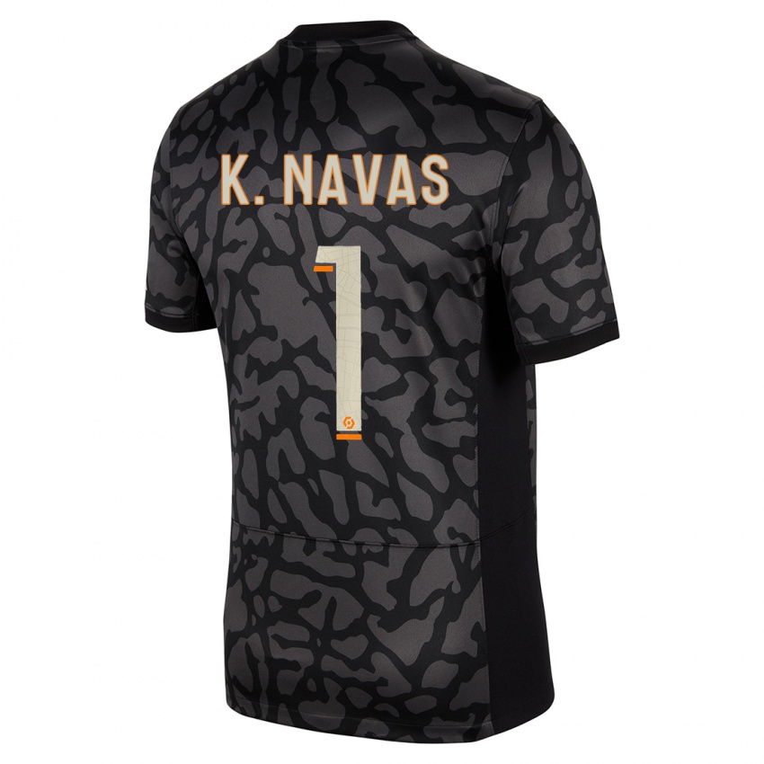 Kinder Keylor Navas #1 Schwarz Ausweichtrikot Trikot 2023/24 T-Shirt Österreich