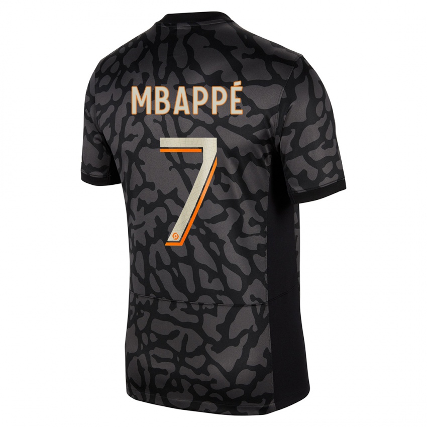 Kinder Kylian Mbappe #7 Schwarz Ausweichtrikot Trikot 2023/24 T-Shirt Österreich