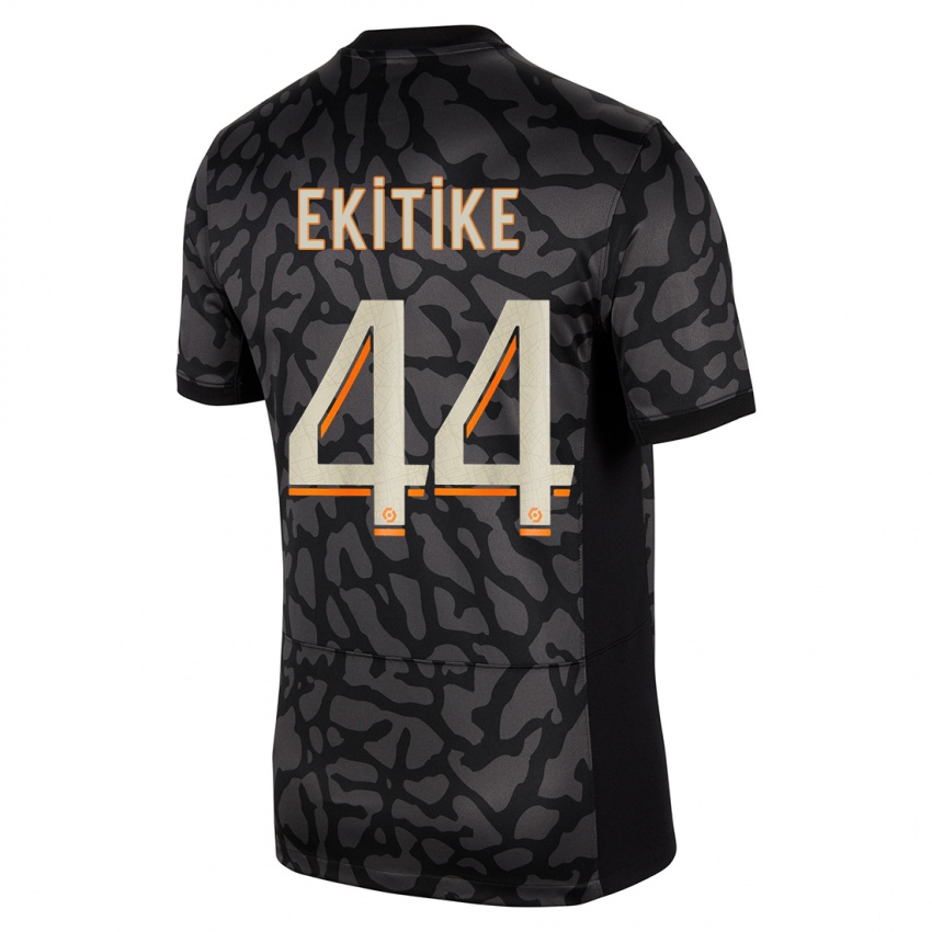 Kinder Hugo Ekitike #44 Schwarz Ausweichtrikot Trikot 2023/24 T-Shirt Österreich