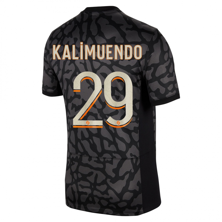 Kinder Arnaud Kalimuendo #29 Schwarz Ausweichtrikot Trikot 2023/24 T-Shirt Österreich