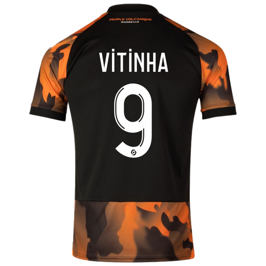 Kinder Vitinha #9 Schwarzorange Ausweichtrikot Trikot 2023/24 T-Shirt Österreich