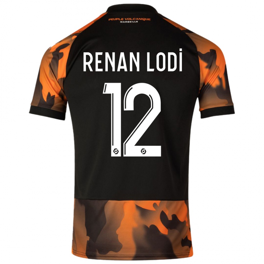 Kinder Renan Lodi #12 Schwarzorange Ausweichtrikot Trikot 2023/24 T-Shirt Österreich