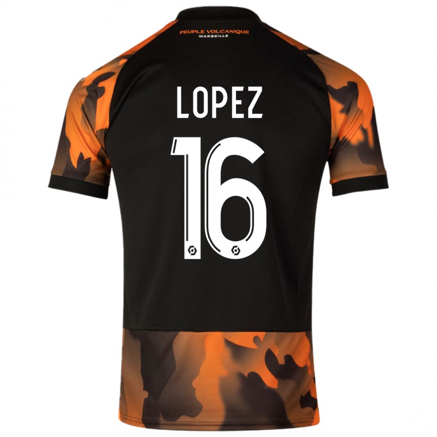 Kinder Pau Lopez #16 Schwarzorange Ausweichtrikot Trikot 2023/24 T-Shirt Österreich