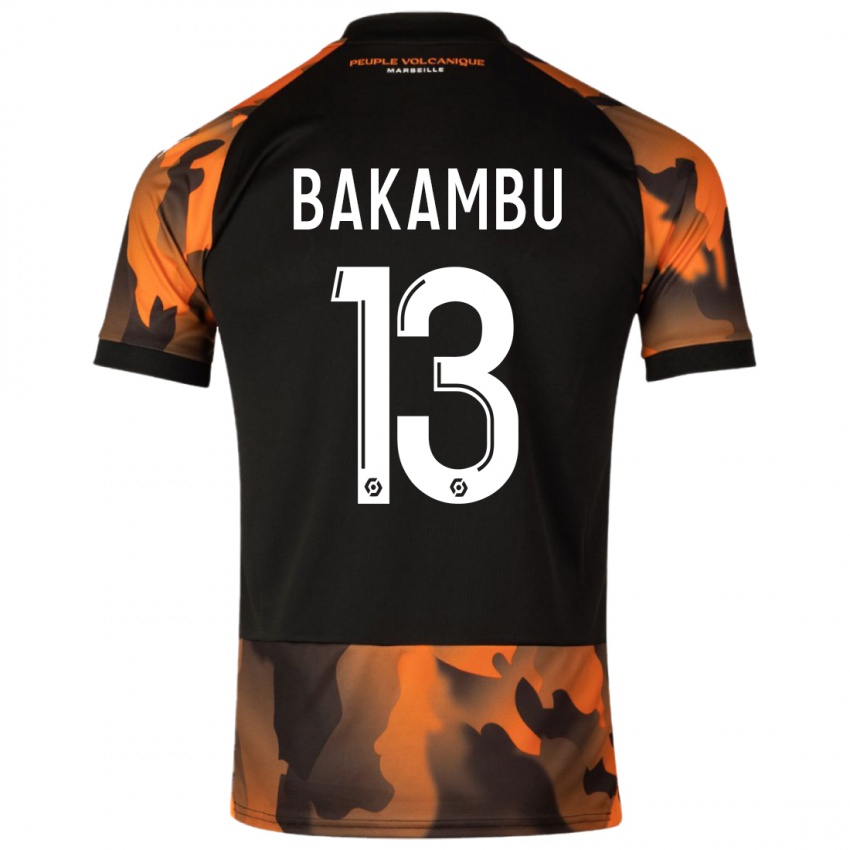 Kinder Cedric Bakambu #13 Schwarzorange Ausweichtrikot Trikot 2023/24 T-Shirt Österreich