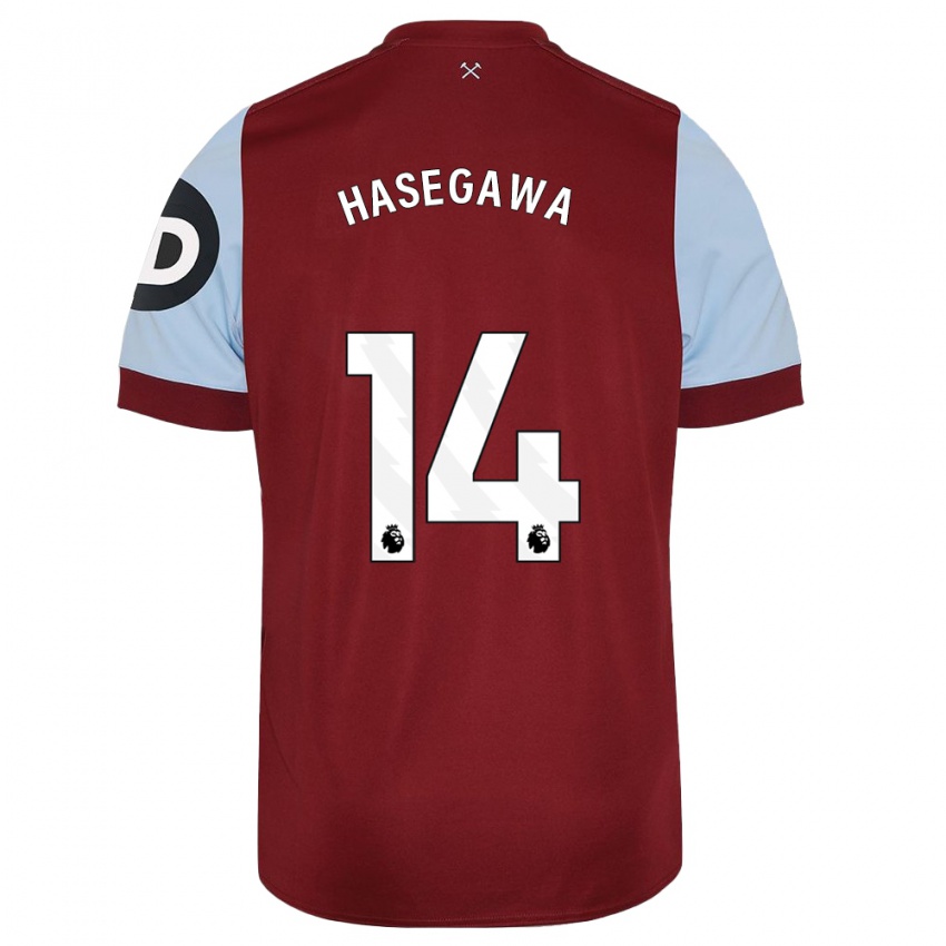 Herren Yui Hasegawa #14 Kastanienbraun Heimtrikot Trikot 2023/24 T-Shirt Österreich