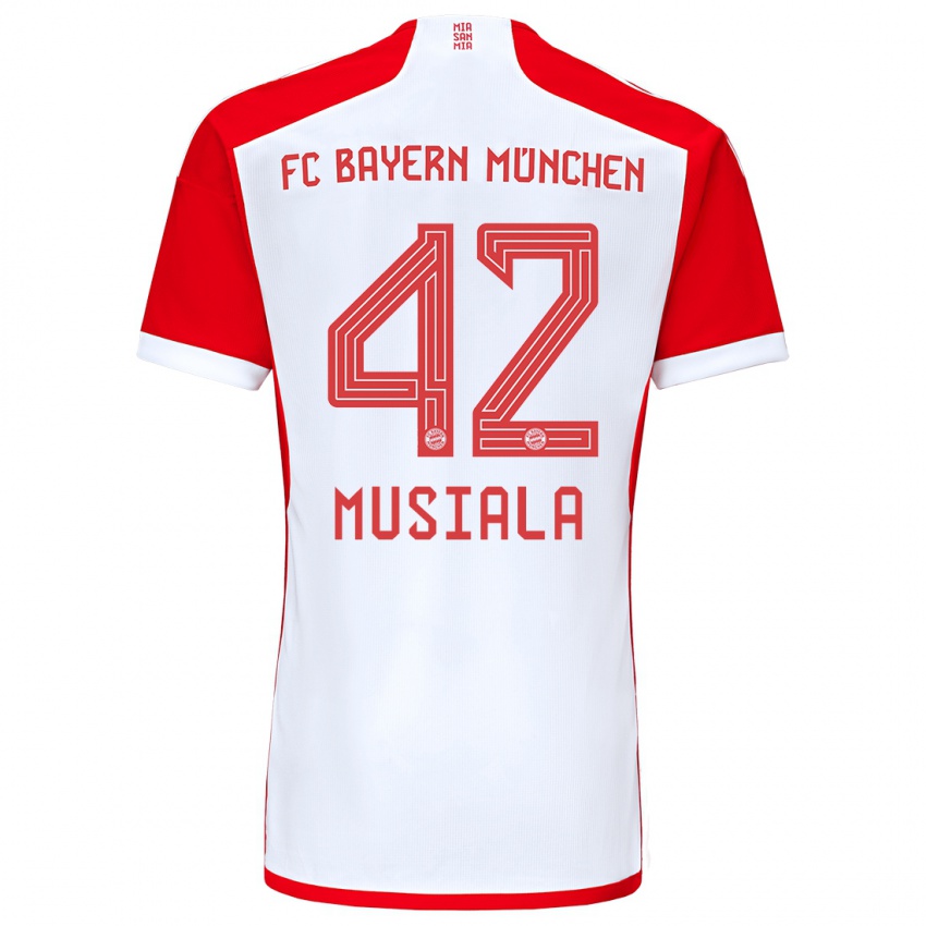 Herren Jamal Musiala #42 Rot-Weiss Heimtrikot Trikot 2023/24 T-Shirt Österreich