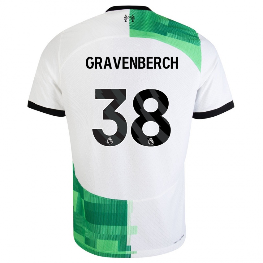 Herren Ryan Gravenberch #38 Weiß Grün Auswärtstrikot Trikot 2023/24 T-Shirt Österreich