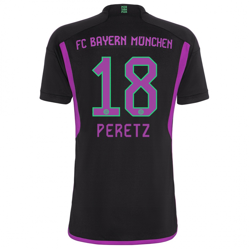 Herren Daniel Peretz #18 Schwarz Auswärtstrikot Trikot 2023/24 T-Shirt Österreich