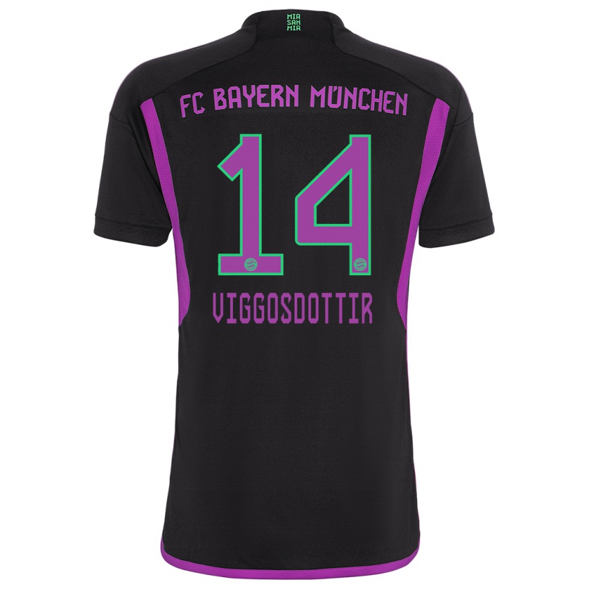Herren Glodis Perla Viggosdottir #14 Schwarz Auswärtstrikot Trikot 2023/24 T-Shirt Österreich