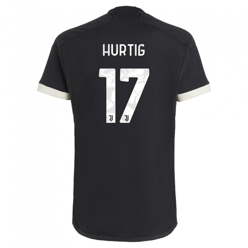 Herren Lina Hurtig #17 Schwarz Ausweichtrikot Trikot 2023/24 T-Shirt Österreich