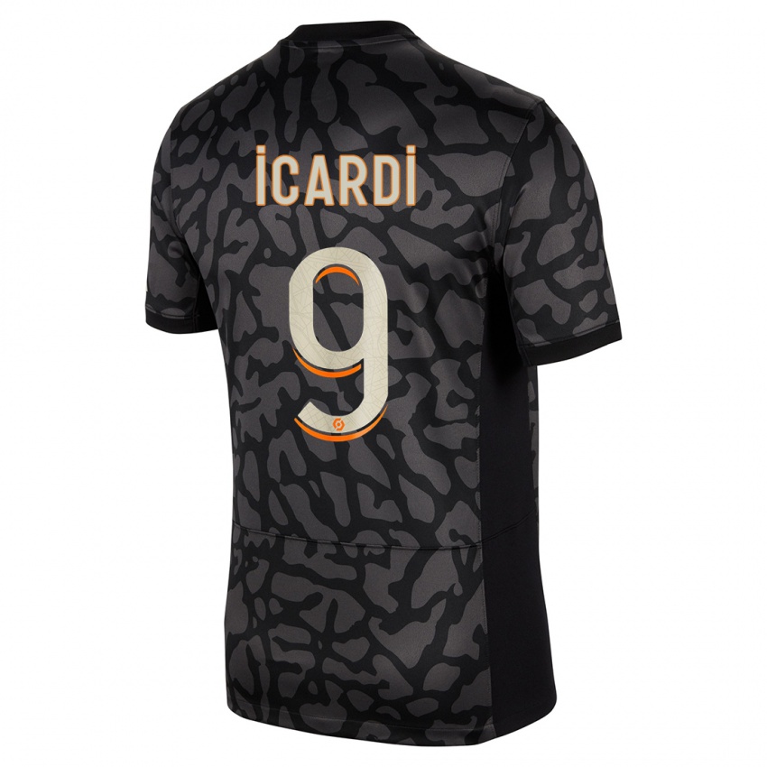 Herren Mauro Icardi #9 Schwarz Ausweichtrikot Trikot 2023/24 T-Shirt Österreich