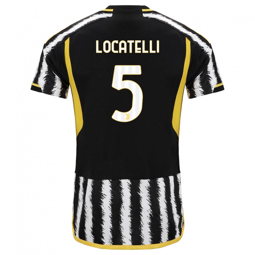 Damen Manuel Locatelli #5 Schwarz-Weiss Heimtrikot Trikot 2023/24 T-Shirt Österreich