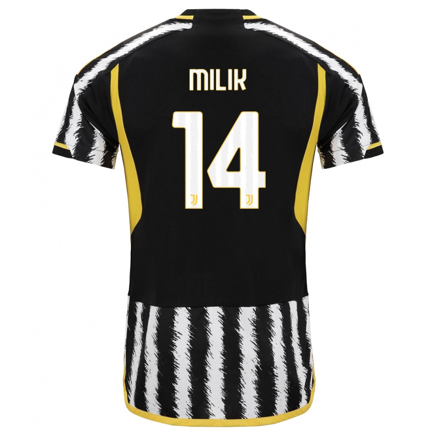 Damen Arkadiusz Milik #14 Schwarz-Weiss Heimtrikot Trikot 2023/24 T-Shirt Österreich