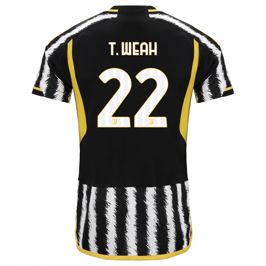 Damen Timothy Weah #22 Schwarz-Weiss Heimtrikot Trikot 2023/24 T-Shirt Österreich