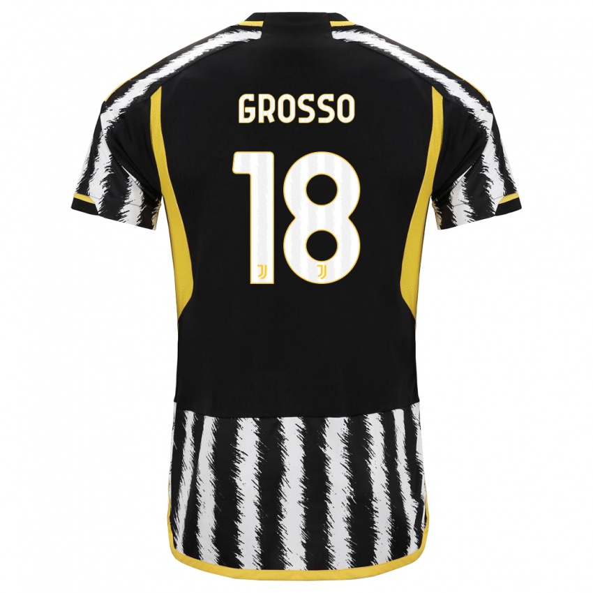 Damen Filippo Grosso #18 Schwarz-Weiss Heimtrikot Trikot 2023/24 T-Shirt Österreich