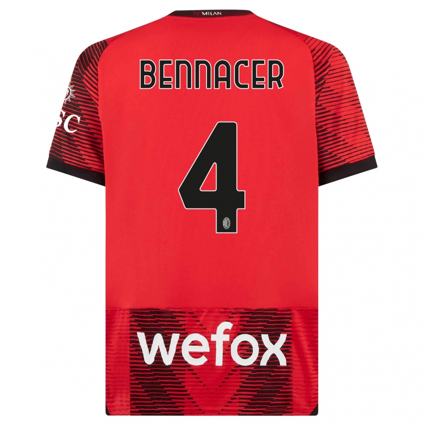 Damen Ismael Bennacer #4 Rot Schwarz Heimtrikot Trikot 2023/24 T-Shirt Österreich