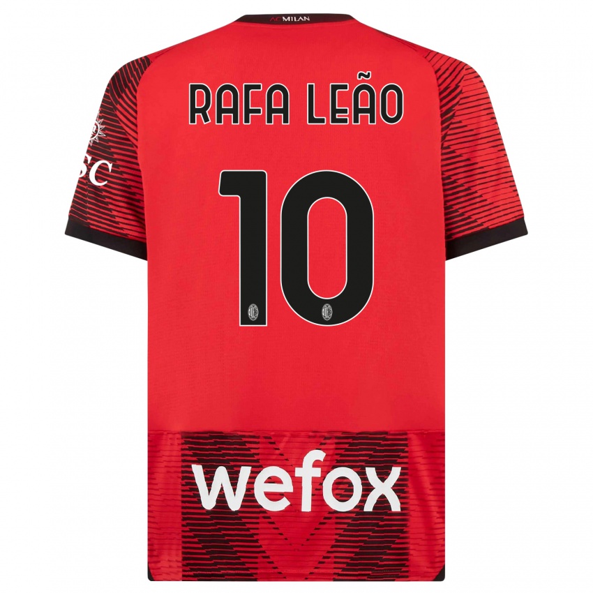 Damen Rafael Leao #10 Rot Schwarz Heimtrikot Trikot 2023/24 T-Shirt Österreich
