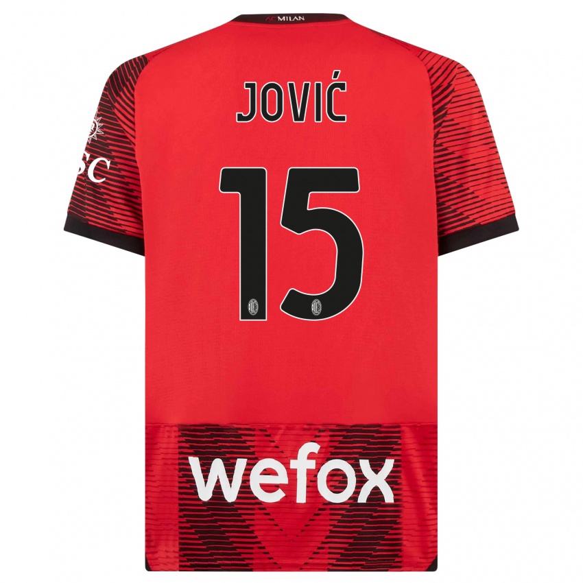 Damen Luka Jovic #15 Rot Schwarz Heimtrikot Trikot 2023/24 T-Shirt Österreich