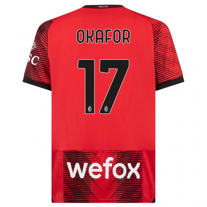 Damen Noah Okafor #17 Rot Schwarz Heimtrikot Trikot 2023/24 T-Shirt Österreich